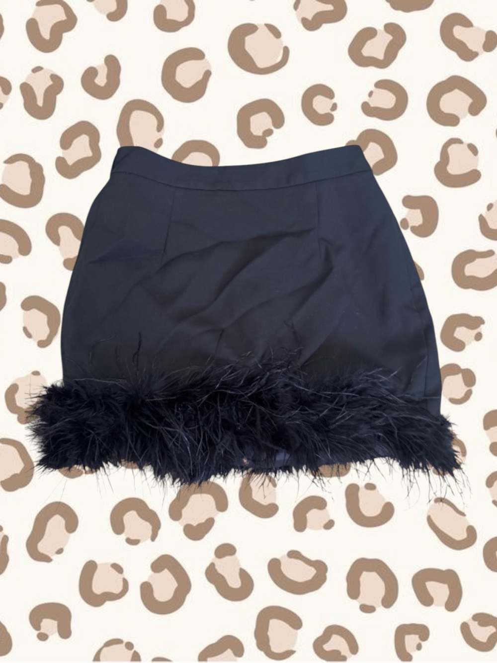 La Ros Black Faux Fur Trimmed Mini Skirt Small